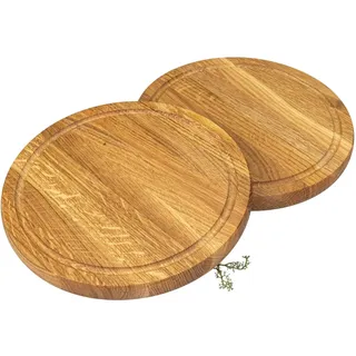 Holz Frank Schneidebrett Rundes Holz Schneidebrett aus Eiche geölt - Ø 25 x 2,1 cm, Holz, (1-St) beige