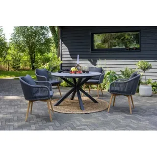 Gartenmöbelset Diningsessel Solana mit Tisch Almeria rund 120 cm - Grau