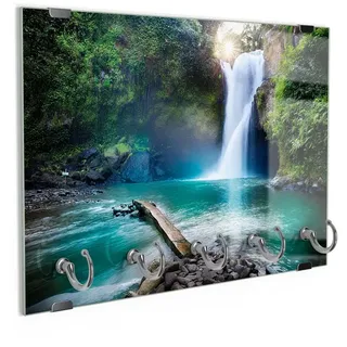 DEQORI Schlüsselbrett 'Tegenungan Wasserfall ', (1 St), Schlüsselhalter Schlüssel Haken Schlüsselboard modern Schlüsselleiste grün
