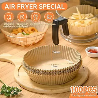100 Runde Heißluftfritteusen-papiere, 16 Cm Einweg-kochpapier Für Heißluftfritteusen, Rundes Dampfpapier, Rundes Schwefelpapier Für Heißluftfritteusen