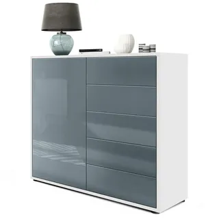 Vladon Ben V2 79 x 74 x 36 cm Weiß matt/Grau Hochglanz / Grau