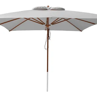 anndora® Sonnenschirm 4 x 4 m quadratisch Holz Gestänge - Silber Grau - 400 cm