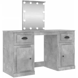 vidaXL Schminktisch mit LED-Leuchten Betongrau 130x50x132,5 cm