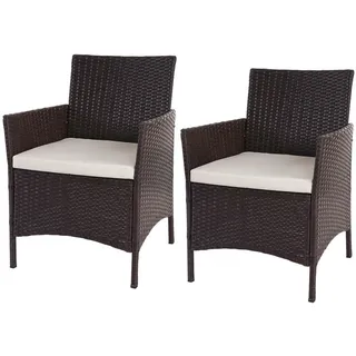 MCW Hamar-S Gartenstühle 59 x 60 x 83 cm braun meliert/creme inkl. Kissen