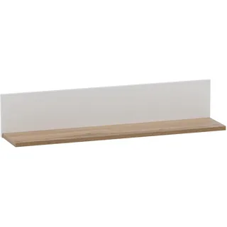 Schildmeyer Regalablage, Holzwerkstoff, matt weiß/Eiche Landhaus Dekor, 80 x 17,3 x 15,7 cm