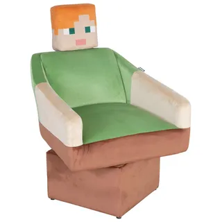 Phoenix Drehsessel Minecraft Samt 69 x 96 x 75 cm Braun/Grün mit Kopfstütze