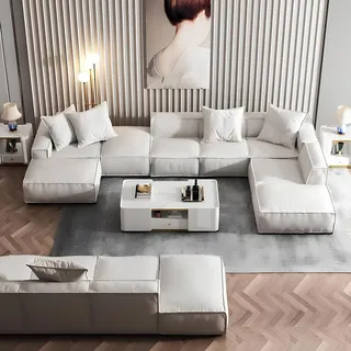 JV Möbel Wohnlandschaft Ecksofa U-Form Sofa Couch Design Couch Textil Modern Polster Neu