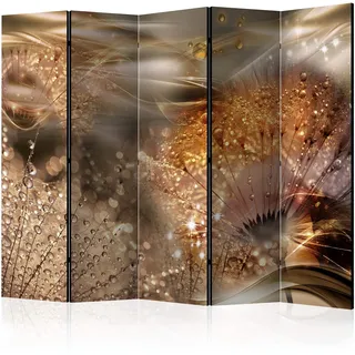 murando Raumteiler Foto Paravent Pusteblume 225x172 cm beidseitig auf Vlies-Leinwand Bedruckt Trennwand Spanische Wand Sichtschutz Raumtrenner Home Office Gold Beige b-A-0377-z-c