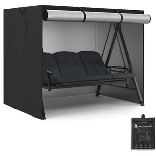 M MCombo Hollywoodschaukel Abdeckung 3-4 Sitzer, Abdeckplane Wasserdicht & UV-Beständig für Gartenschaukel 4093 4095 4088 8018, Schutzhülle 4002 (Oxford, Schwarz)