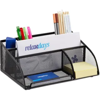Relaxdays Schreibtischorganizer Metall Schwarz 5 St.