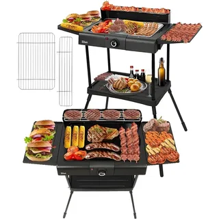2in1 Elektro Grill Standgrill Tischgrill elektrisch 2.400 Watt - Elektrogrill...