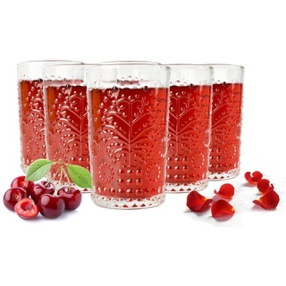 Sendez Cocktailglas »6 Trinkgläser 330ml mit Relief Saftgläser Cocktailgläser Longdrinkgläser«, Glas