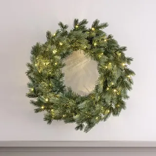 Lights4fun 45cm Dual LED Weihnachtskranz beleuchtet Adventskranz Tannenkranz Künstlich Tannen Deko Weihnachten Türkranz Tanne Weihnachtskranz Outdoor Deko Adventskranz