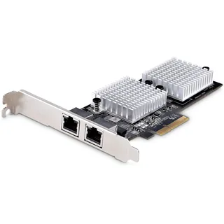 Startech StarTech.com 2-Port 10Gbe Netzwerkkarte, PCIe Ethernet 10 Gigabit Karte für PCs/Server, PCI Express Netzwerkkarte/10gb LAN Karte, Sechs Geschwindigkeits NIC, 10GBASE-T und NBASE-T, Eingebaut, Kabelgebunden, PCI Express, Ethernet, 10000 Mbit/s, Schwarz