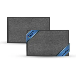 Bestlivings Fußmatte 2er Pack für Eingangsbereich- Schmutzfangmatte (Grau / 60x40cm) rutschfeste Sauberlaufmatte für Innen und Außen, saugfähiger Fußabstreifer