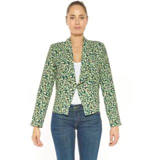 Jackenblazer LE TEMPS DES CERISES "MERYA" Gr. M, grün Damen Blazer mit floralem Allover-Print