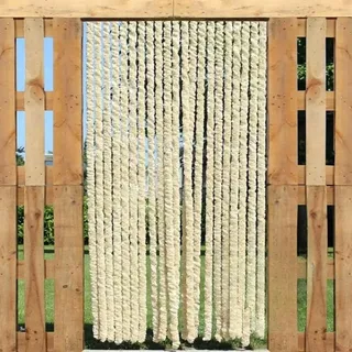 Trente Katzenschwanzvorhänge Flauschvorhang Beige, Verschiedene Größen, Türvorhang Wohnmobil, Fadenvorhang Balkontür 100 x 220 cm