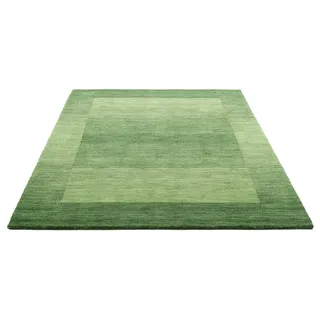 Wollteppich THEKO "Gabbeh Super, Handweb Teppich, Bordüre, reine Schurwolle, handgewebt" Teppiche Gr. B/L: 300 cm x 400 cm, 9 mm, 1 St., grün Schurwollteppiche