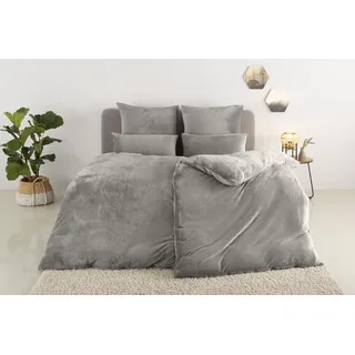 Bettwäsche OTTO HOME "Desner3, besonders weich im Griff, Cashmere-Touch", grau, B/L: 135cm x 200cm, 1 Stk., 1 Stk., Fleece, B/L: 40cm x 80cm, 2 Stk., Fleece, Obermaterial: 100% Polyester, Bettwäsche, Bettwäsche, Bettwäsche mit Reißverschluss