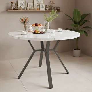 Runder Marmor-esstisch (durchmesser 1 M) , Schwarzer X-förmiger Couchtisch Mit Metallhalterung Stabil Und Langlebig, Für Wohnzimmer Und Balkon