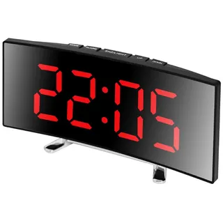 iSpchen Digitaler Wecker mit großem LED-Display Wecker Reisewecker Schlummerfunktion Lichtsteuerung intelligenter Home Office Funk-Wecker autom für Schlafzimmer Wohnzimmer kreativ Rot