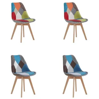 luxuskollektion Esszimmerstuhl Patchwork Blau/Rot 4er Set
