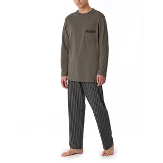 Schiesser Herren Schlafanzug lang-Nightwear Set Pyjamaset, Taupe, 56