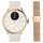 38 mm rose, Sport Fluorelastomer-Armband weiß + Milanaise-Armband gold