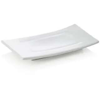 30x Sushi Board Teller Platte, 20 x 11 x 2 cm, Porzellan, weiß