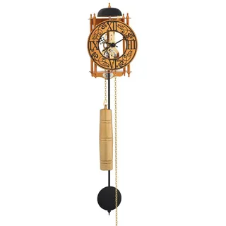 Hermle Pendelwanduhr Skelett 8-Tage Stab-Kettenzugwerk mit Schlag auf Glocke Raubritter (Ideal auch als Geschenk) orange