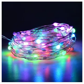 Rosnek LED-Lichterkette Smart, RGBW, Kupferdraht Licht, Party Weihnachtsdekoration, 30-flammig, IP65 wasserdichte; Fernbedienung 3 m