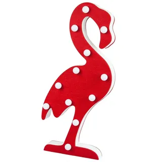 Deko Leuchte aus Holz Flamingo, mit 12 LED, Höhe ca. 42 cm, batteriebetrieben, im Geschenkkarton