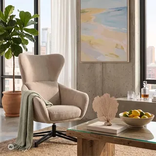 Mr. Deko Ohrensessel Marconia gepolstert 74 x 109 x 80 cm Beige drehbar