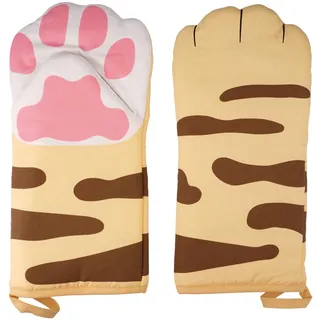 1 Paar Anti-Rutsch Kochhandschuhe Katze,31x15cm lustige Ofenhandschuhe