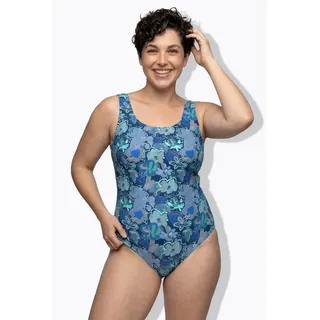Ulla Popken Badeanzug Blüten Blau 44/46