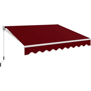 COSTWAY Gelenkarmmarkise mit Aluminiumrahmen & -kurbel, 300 x 250cm rot 250 cm x 295 cm