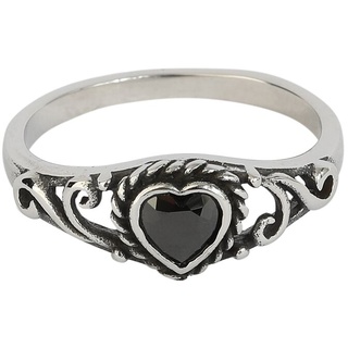 etNox - Gothic Ring - Black Heart - für Damen - schwarz/silberfarben - 62