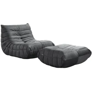 Home Deluxe Relaxsessel CHILL Polyester 102 x 70 x 87 cm Grau mit Hocker