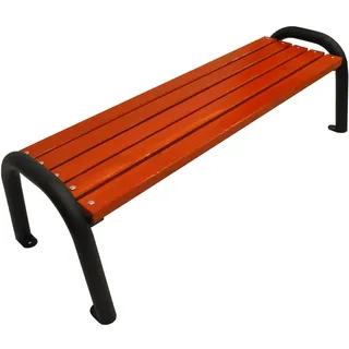 PRIMARIO Gartenbank Ohne Lehne Park Holz Massiv Sitz Garten Balkon Metall Wetterfest Robust Stabil Langlebig Gartenmöbel Erwachsene und Kinder Outdoor (Mahagoni, 200, CE)