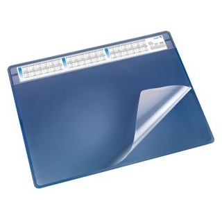 Läufer Schreibunterlage 47605 Durella Soft, blau, Kunststoff, mit Sichtplatte und Kalender, 65 x 50cm
