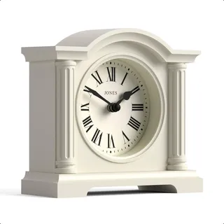 JONES CLOCKS® Kensington Kaminuhr | Kleine Bogen-Uhr | Blasses Creme | Klassisches Design | Stilvoll & zeitgenössisch | Ideal für Schreibtisch, Kaminverkleidung, Bücherregal oder Nachttisch