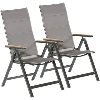 MERXX Gartenstuhl Trivero (Set, 2 St), 2er Set, Alu/Textil, klappbar, braun grau