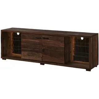 MASSIVMOEBEL24.DE TV-Board Akazie 200x40x63 dunkelbraun lackiert BARK #213 - 2 Jahre Gewährleistung - mind. 14 Tage Rückgaberecht - Braun
