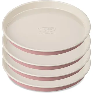 Dr. Oetker Schichtkuchen-Backform Baking - Retro Design, runde Kuchenform mit zweifarbiger, keramisch verstärkter Premium-Antihaftbeschichtung (Farbe: Rosa/Creme), Menge: 4 Stück