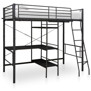 vidaXL Bett Etagenbett mit Tischrahmen Schwarz Metall 90x200 cm schwarz