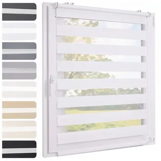Doppelrollo Doppelrollo Rollos für Fenster ohne Bohren oder mit Bohren, Sekey, Klemmfix, für Fenster und Tür, freihängend mit Klemmträger, Seitenzugrollo weiß 115 cm x 130 cm