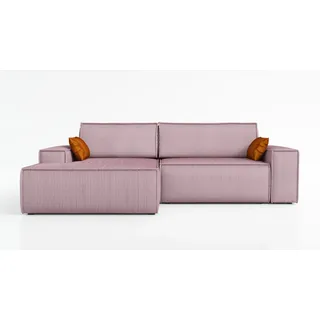A&J MöbelLand Eckcouch mit Schlaffunktion 2-Sitzer Rosa