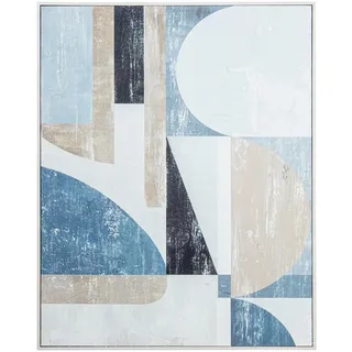 DRW Abstraktes Leinwandbild mit Rahmen in Blautönen, 80 x 4 x 100 cm