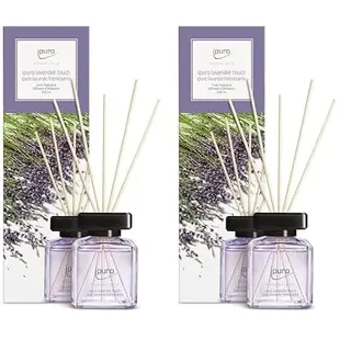 ipuro - Essentials Raumduft Lavender Touch 200ml | Raumerfrischer mit Lavendel, Zitrus, Blüten, Minze & Moschus Duft Aroma | Diffuser mit Stäbchen | Lufterfrischer für die Wohnung (Packung mit 2)