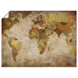 Wandbild ARTLAND "Weltkarte", braun (farbe bild(er): braun), B:60cm H:45cm, Bilder, als Leinwandbild, Poster in verschied. Größen